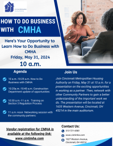 Join us for Hot to do Business with CMHA event on Friday, May 31, 2024 at 10 am