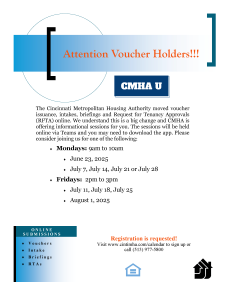 Voucher Holders - CMHA U events for online service to assist